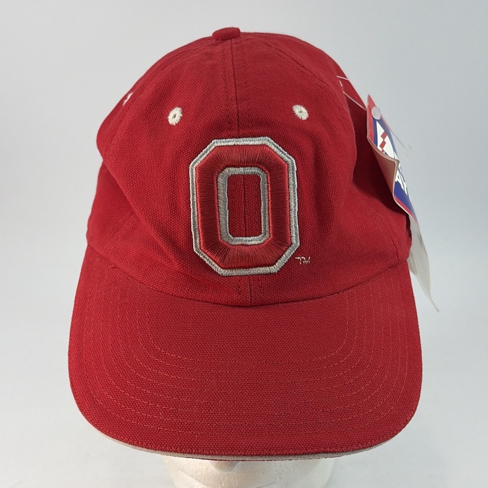 Vintage Ohio State Buckeyes Hat Cap Strap Back Red Pro Player Block O New NOS
